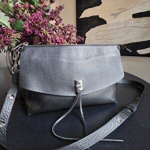 Rebecca Minkoff Darren Top Zip Black Leather Crossbody Bag